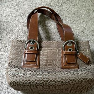 Brown structured coach purse